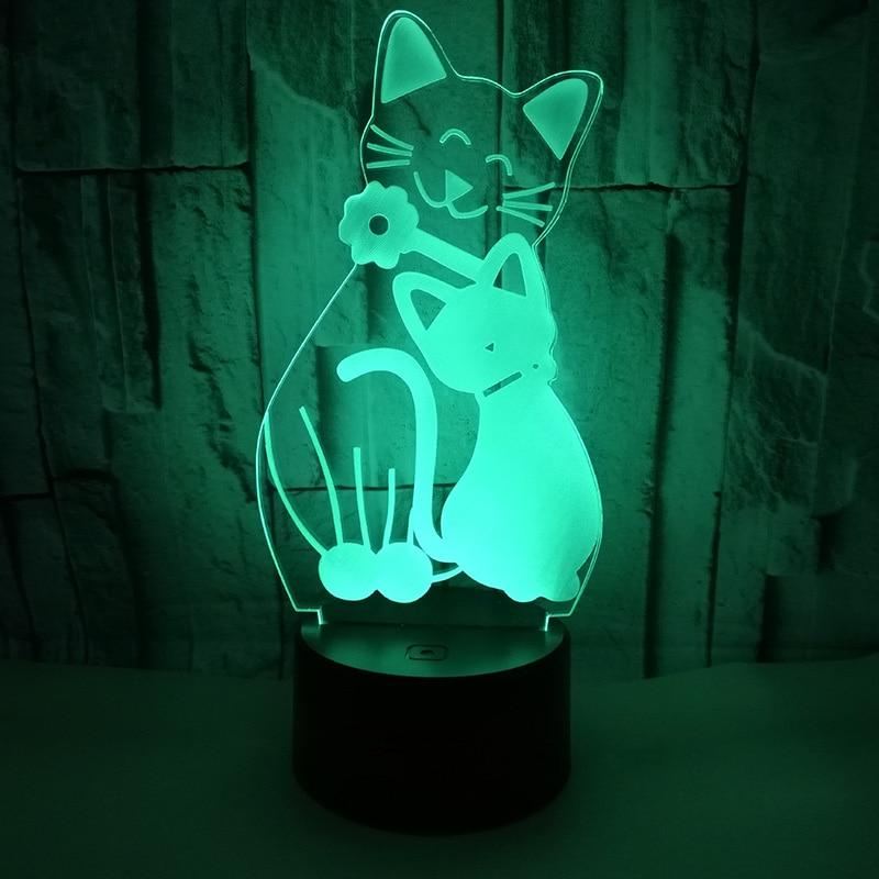 schattige kat 3d led-nachtlampje