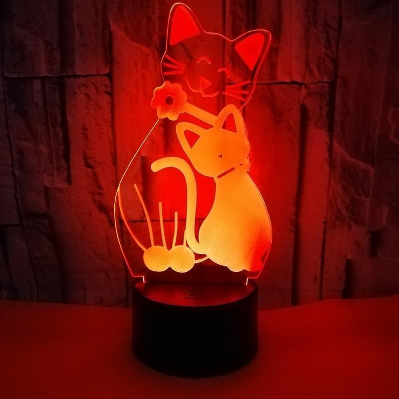 schattige kat 3d led-nachtlampje