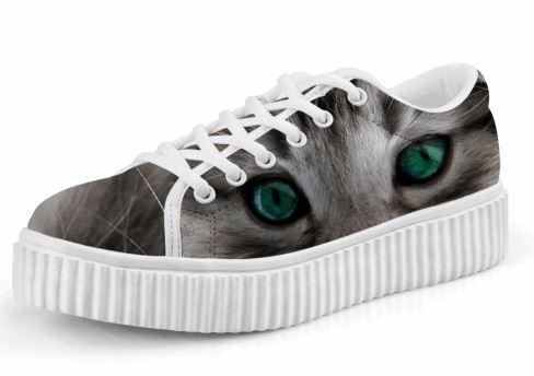 schattige kat afdrukken casual veterschoenen platform klimplanten