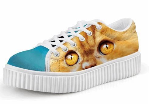 schattige kat afdrukken casual veterschoenen platform klimplanten