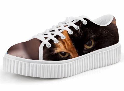 schattige kat afdrukken casual veterschoenen platform klimplanten