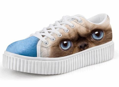 schattige kat afdrukken casual veterschoenen platform klimplanten