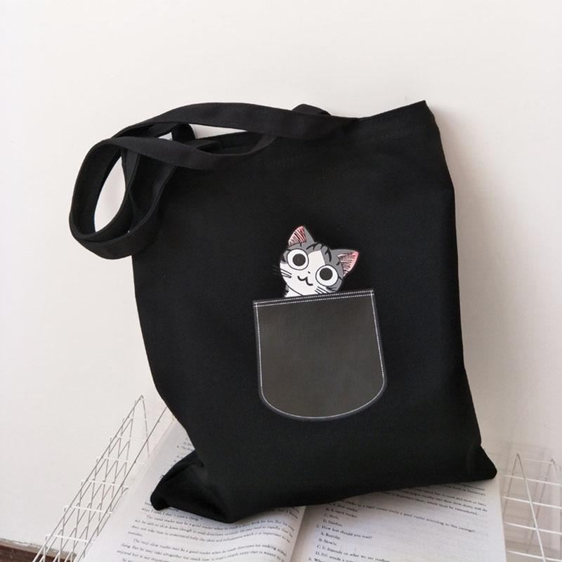 schattige kat canvas draagtas