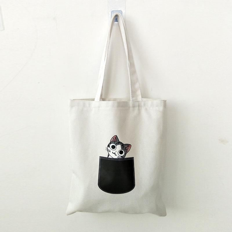 schattige kat canvas draagtas