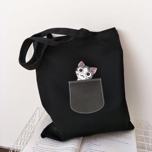 schattige kat canvas draagtas