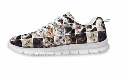 schattige kat / hond print casual platte joggingschoenen