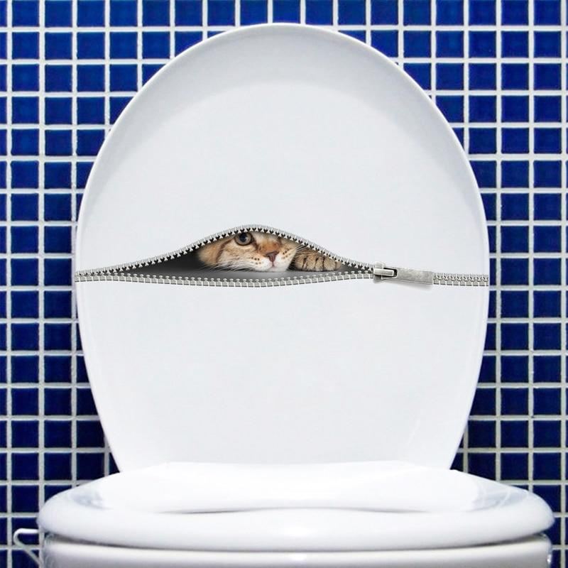 schattige kat in de rits toiletsticker