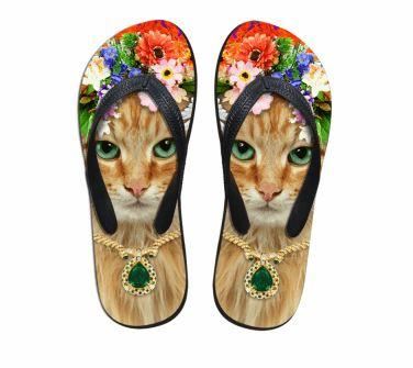 schattige kat print strand teenslippers platte slippers