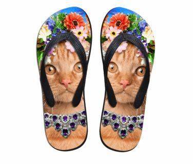 schattige kat print strand teenslippers platte slippers