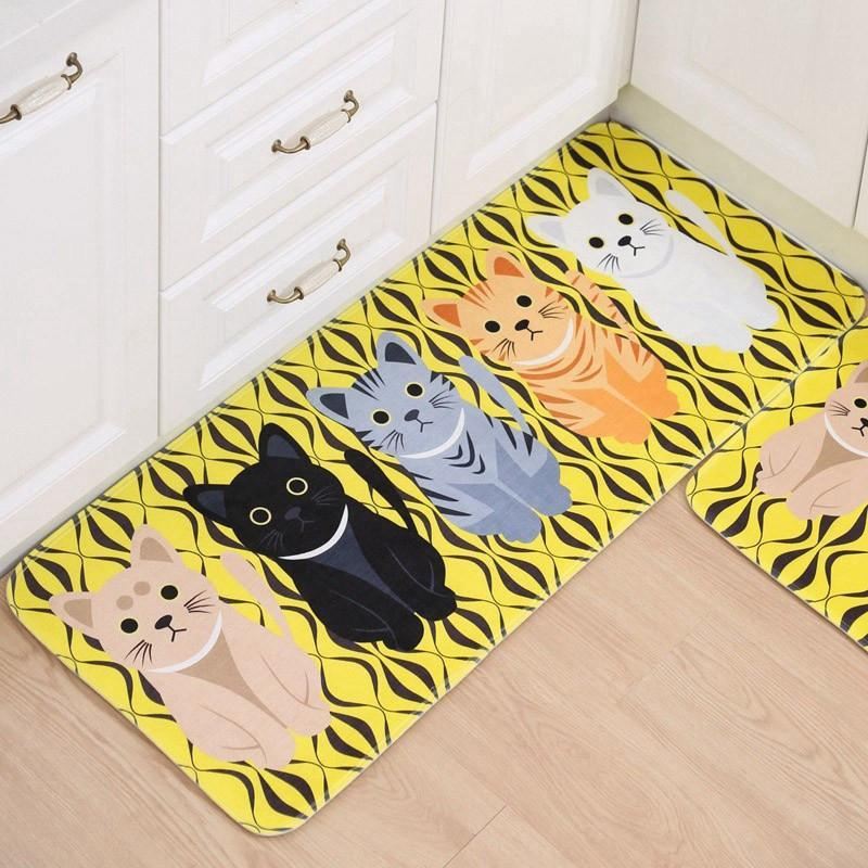 schattige kat print tapijten met antislip tape