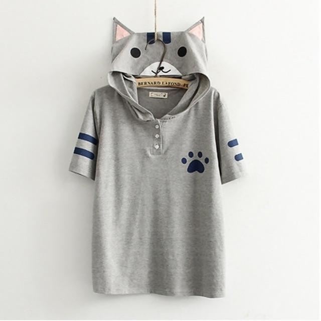 schattige kattenoren t-shirt met capuchon