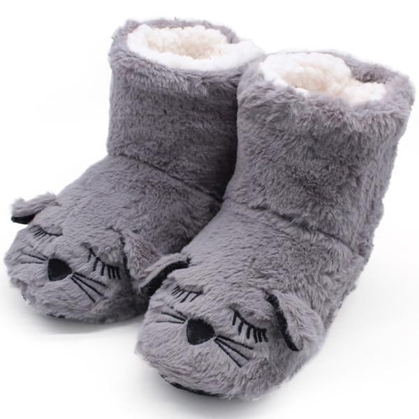 schattige kattenprint indoor pluche pantoffellaarzen