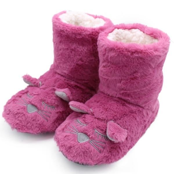 schattige kattenprint indoor pluche pantoffellaarzen