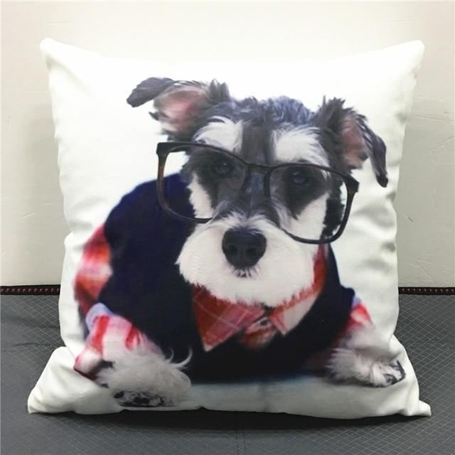 schattige kussenhoes met schnauzerprint