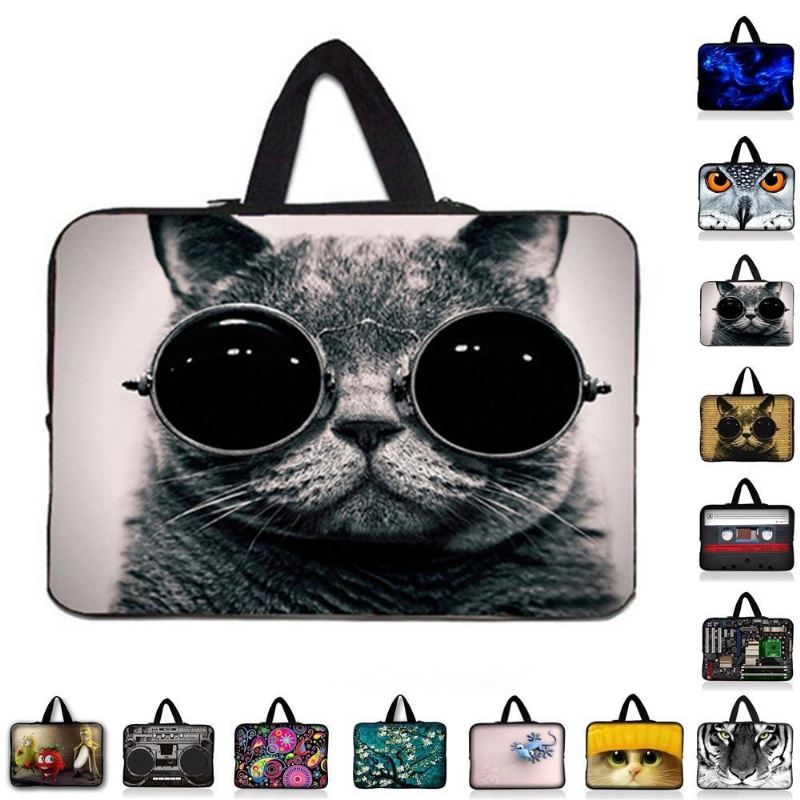 schattige laptoptas met kattenprint