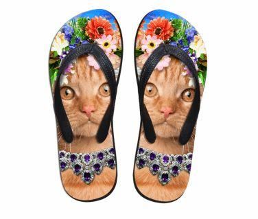 schattige oranje kat print strand teenslippers platte slippers