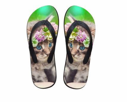 schattige starende kat bloemenprint slippers slippers