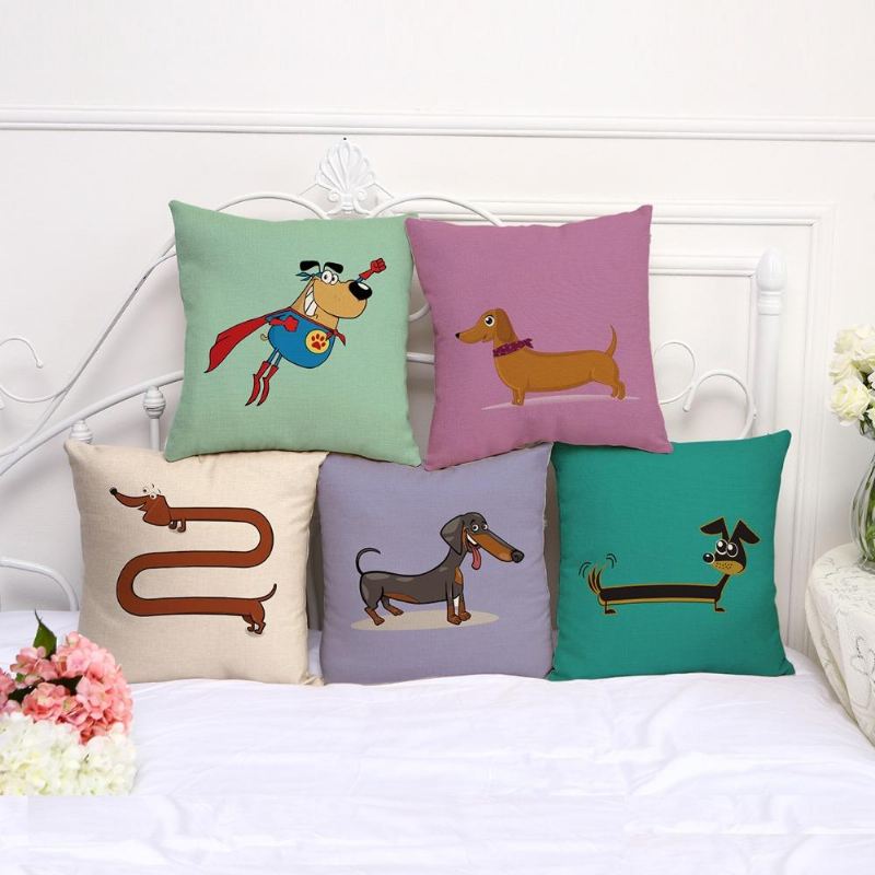 schattige teckel hond print kussensloop