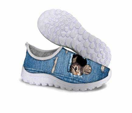 schattige verlegen kat air mesh schoenen
