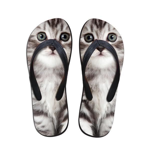 schattige vrouwen verlegen kat print strand slippers slipper sandalen