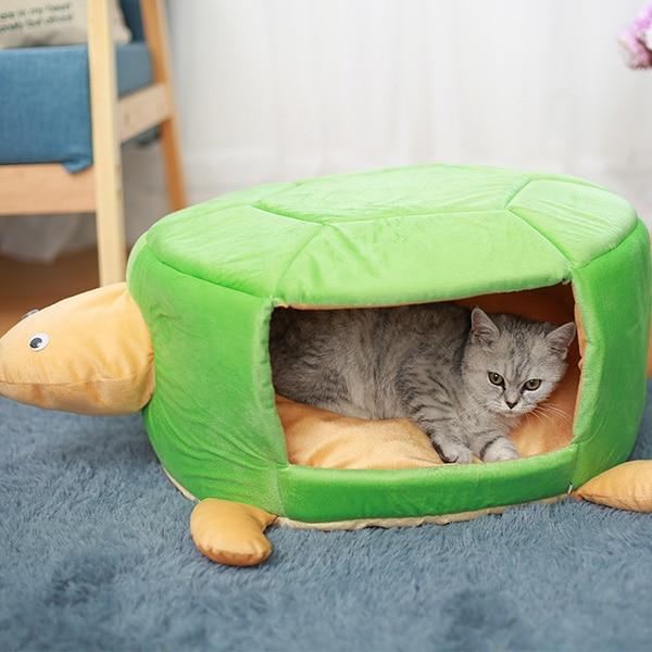 schildpad vorm huisdier bed