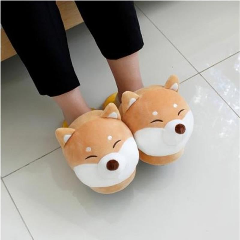 shiba inu en husky pluche pantoffels voor binnenshuis