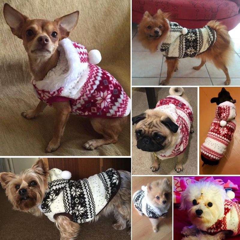 sneeuwvlok print kerst hoodie sweater voor huisdieren