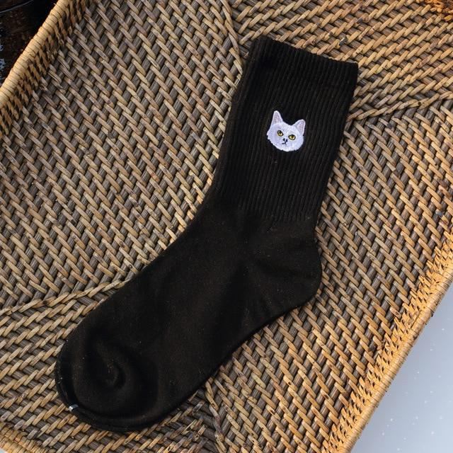 sokken met geborduurd kattenontwerp