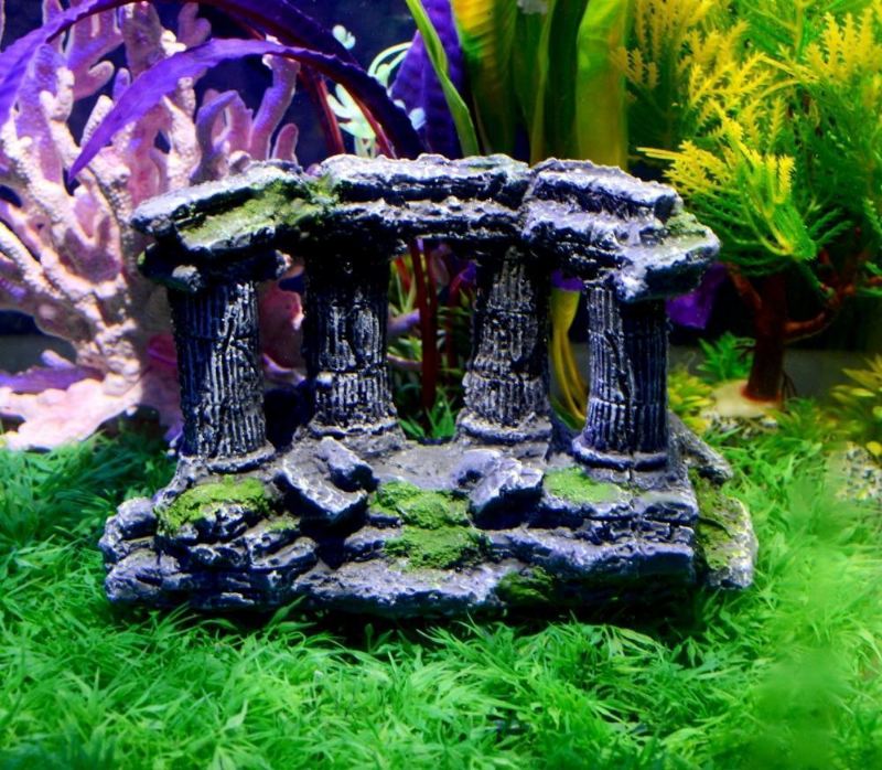 stenen griekse tempel met 4 pijlers aquarium aquarium decoratie