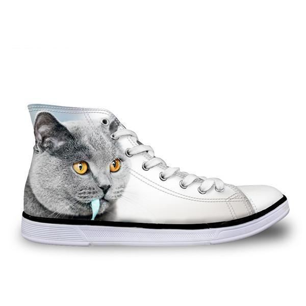 stijlvolle high-top canvas etende katten schoenen voor dames