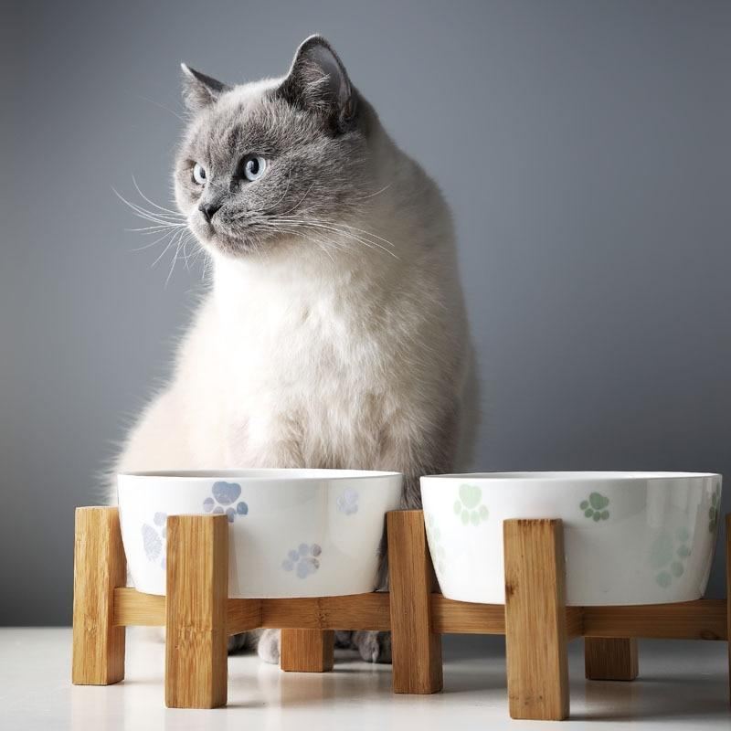 stijlvolle voerbak voor huisdieren massief houten frame