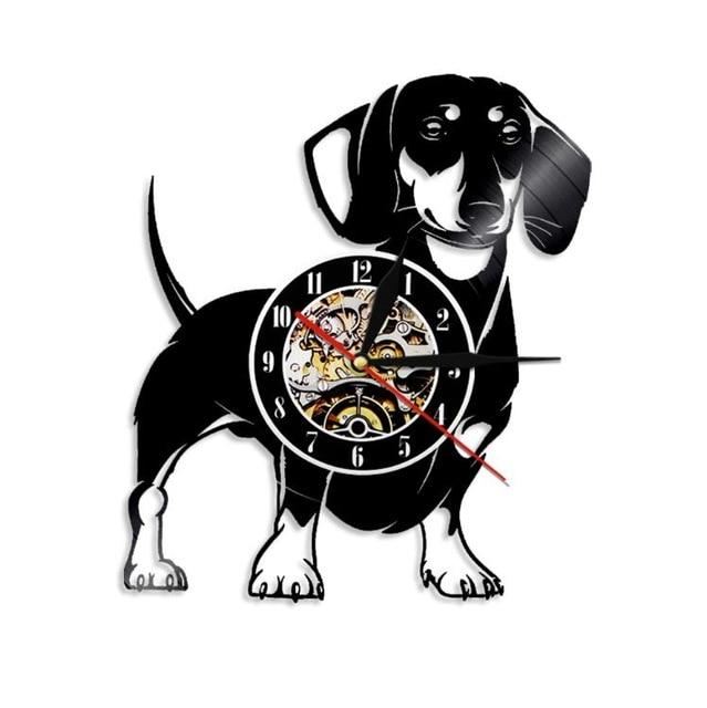 teckel hond vinyl record wandklok