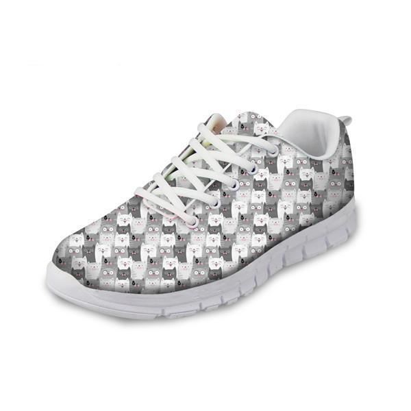 vrouwen modieuze mesh flats schoenen zwart-witte kat prints