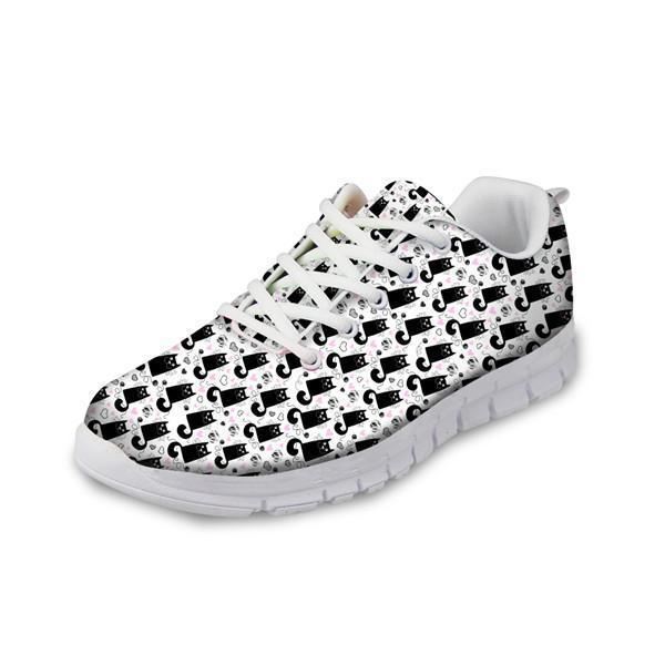 vrouwen modieuze mesh flats schoenen zwarte kat prints