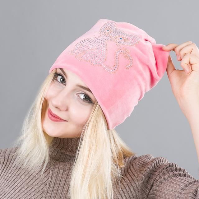 winter beanie strass ontwerp en kattenoren