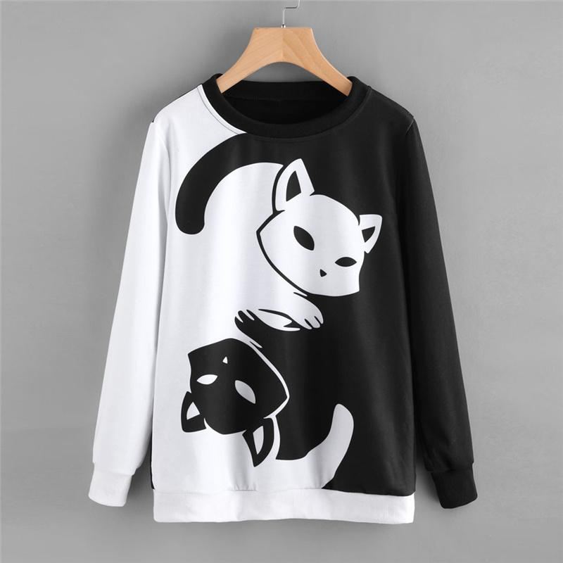 ying yang kat print trui